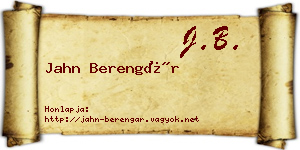 Jahn Berengár névjegykártya